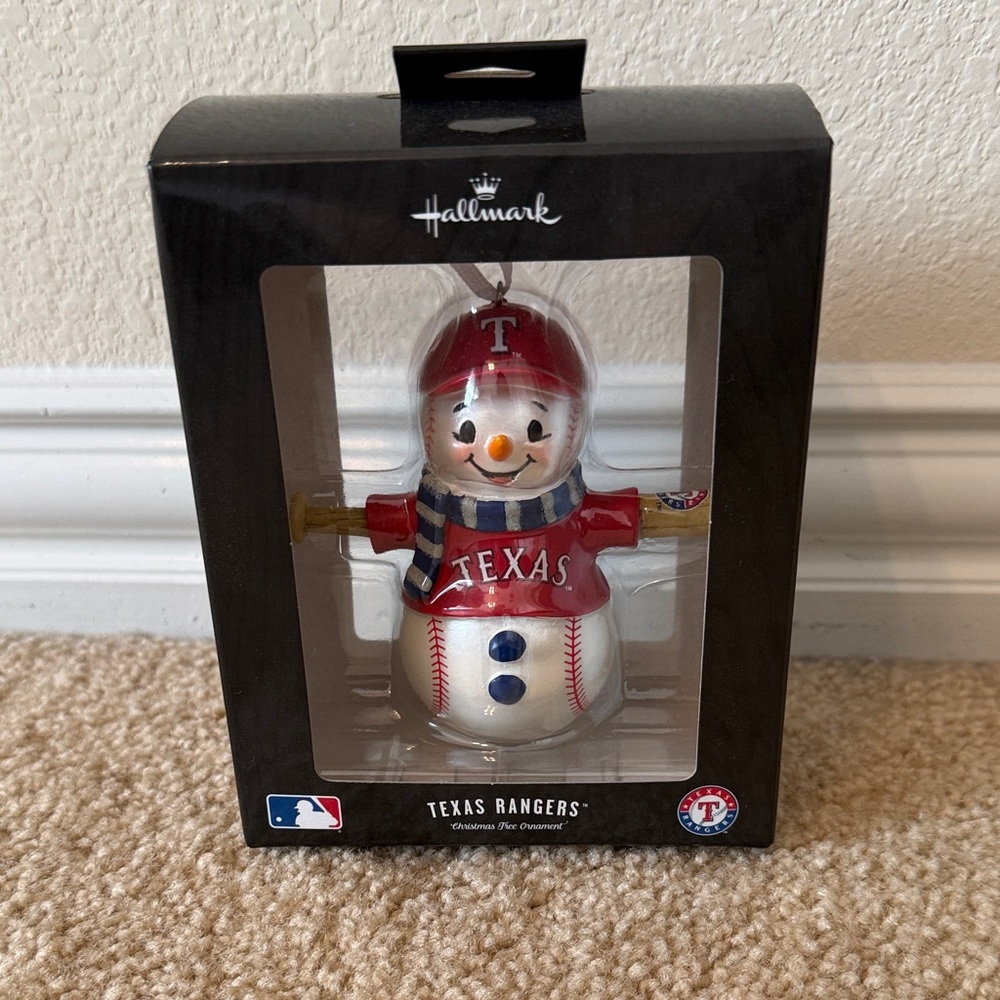 Hallmark Texas Rangers Snowman Ornament in Red and Blue